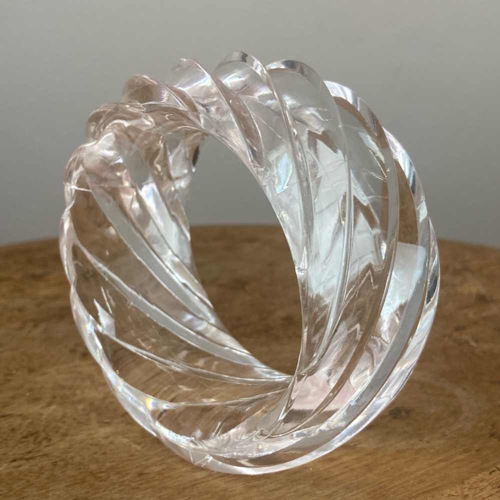 Midcentury Chunky Spiral Clear Lucite Bangle